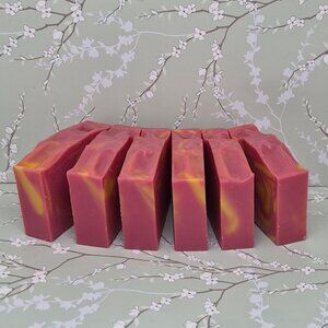 6 Handmade Raspberry Lemonade Soap Large Bars 4-5oz